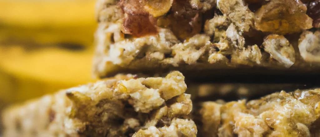 banana cereal bars with diverse packaging on a wooden table