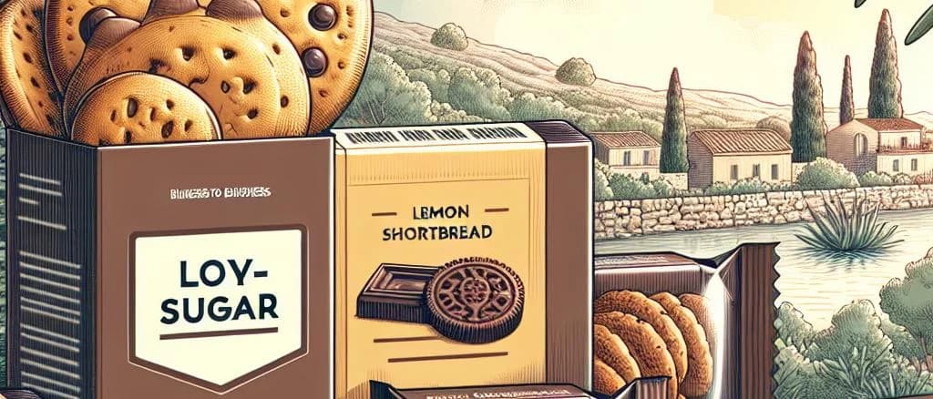 Assorted Reduced Sugar Biscuits with natural ingredients in diverse packaging