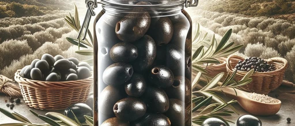 black olives in oil packaging variations on white background
