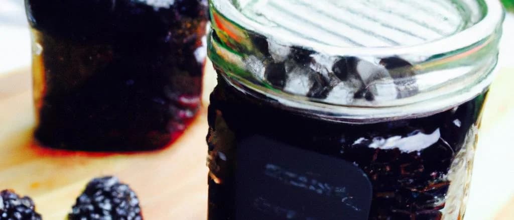 Blackberry jellies with various packaging options on a rustic wooden surface