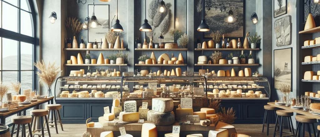 Assorted Blue-Veined Cheese varieties on rustic wood background