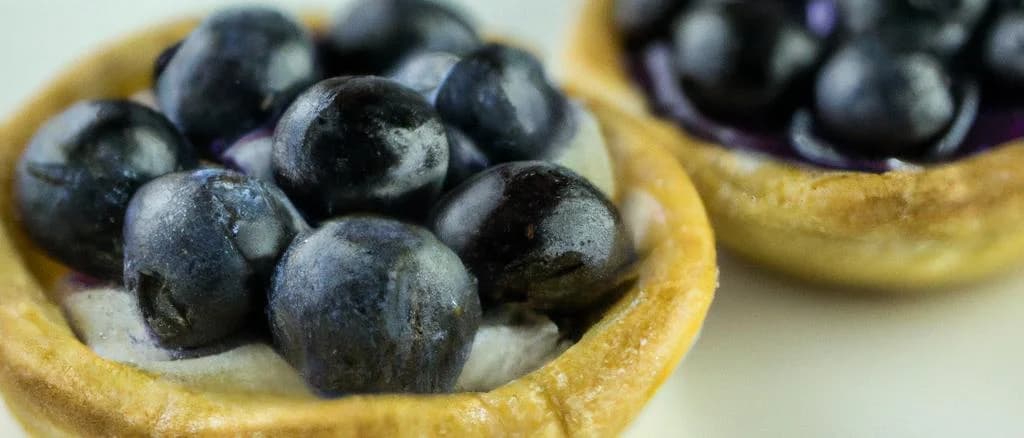 assorted blueberry tartlets on a rustic wooden table