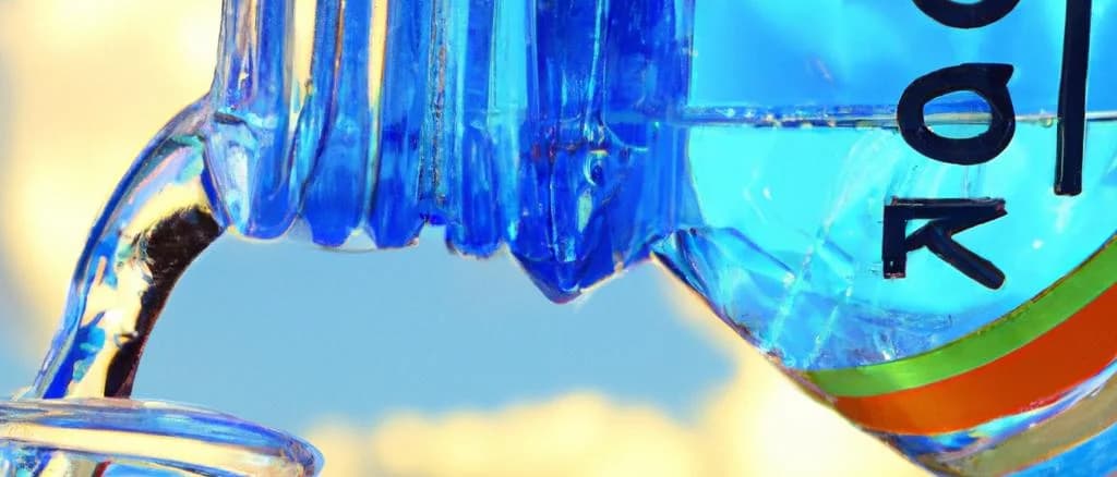 Assorted bottled water flavored with sugar on a modern display