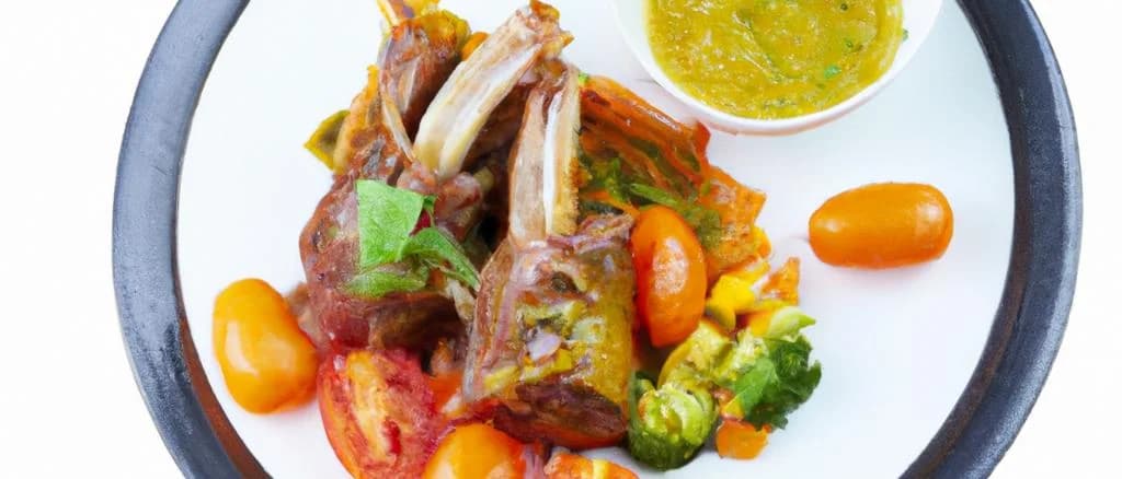 Braised pork spare ribs with various packaging on a rustic wooden table