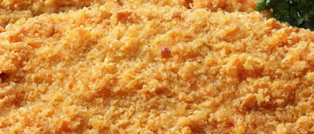 Background of a kitchen with three variations of breaded veal cutlets, each uniquely seasoned and breaded, displayed on a rustic wooden board.