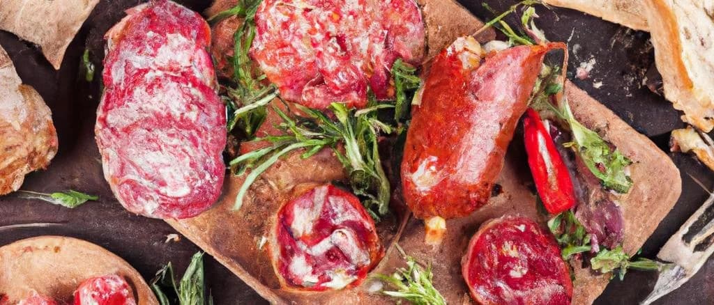 Assorted Bulgarian meat products with packaging and variations