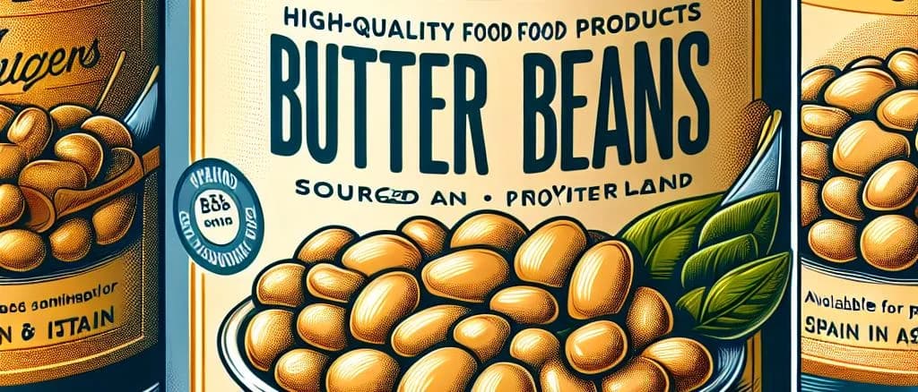 Canned butter beans on clean background with varying packaging styles