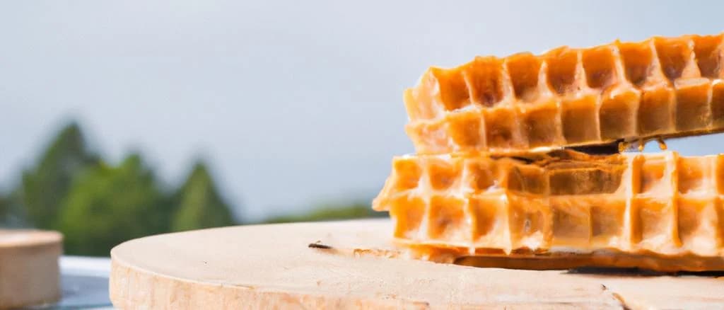 Wide selection of caramel stuffed wafers in various packaging on a wooden table.