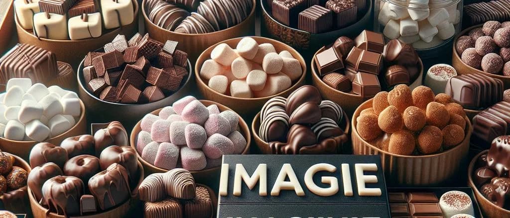 assorted chocolate-coated marshmallow treats on display