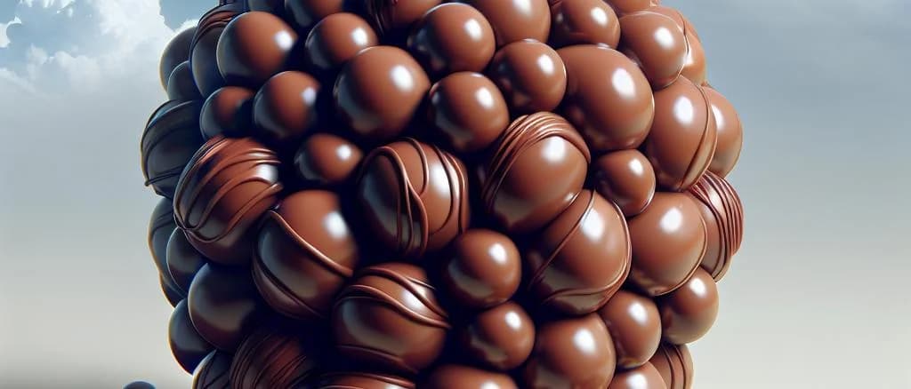 chocolate-covered peanuts with various packaging options on a wooden background