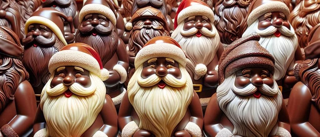 Chocolate Santa Clauses with Variety of Packaging Options