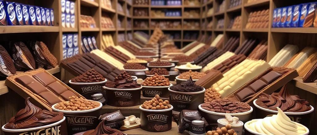 various chocolate stuffed wafers with different packaging options on display