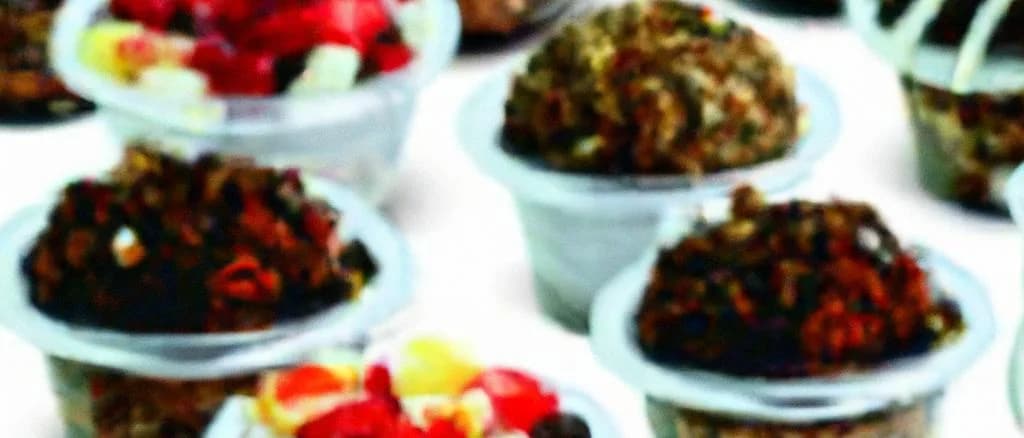 Assortment of cocoa rice desserts with different packaging and background