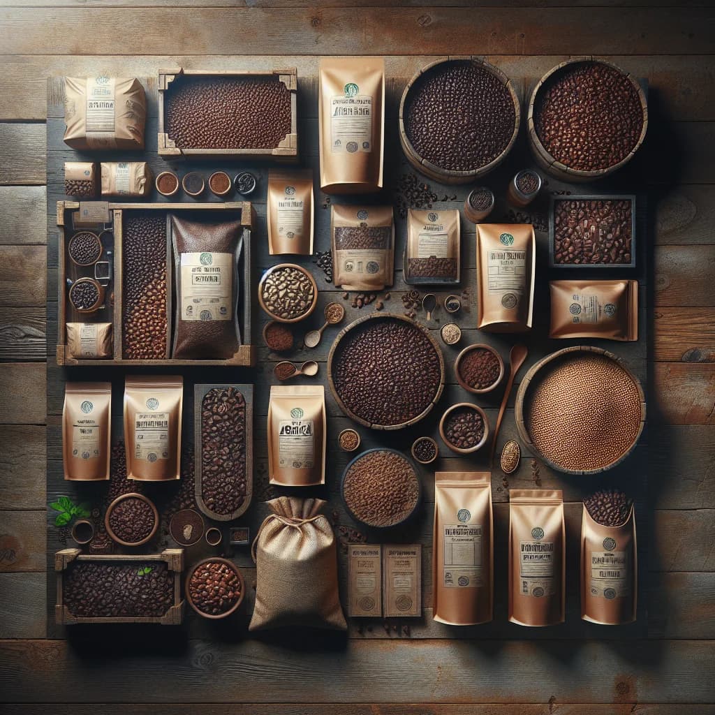 Various coffee bean types displayed in premium packaging, suitable for B2B sourcing and wholesale procurement