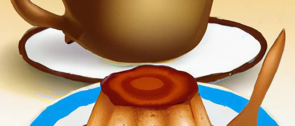 Various coffee creamy puddings with different packaging on a wooden table