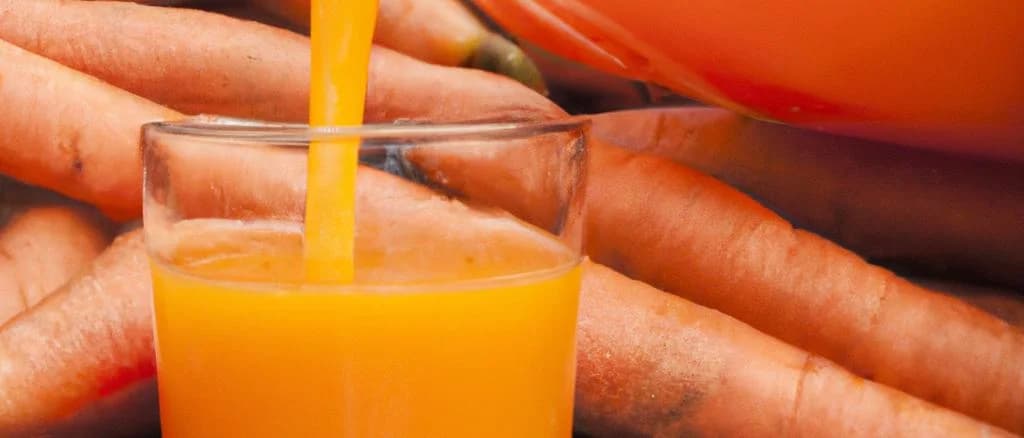 Concentrated carrot juices in various packaging options on a wooden background