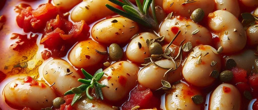 Cooked white beans in tomato sauce in various packaging options