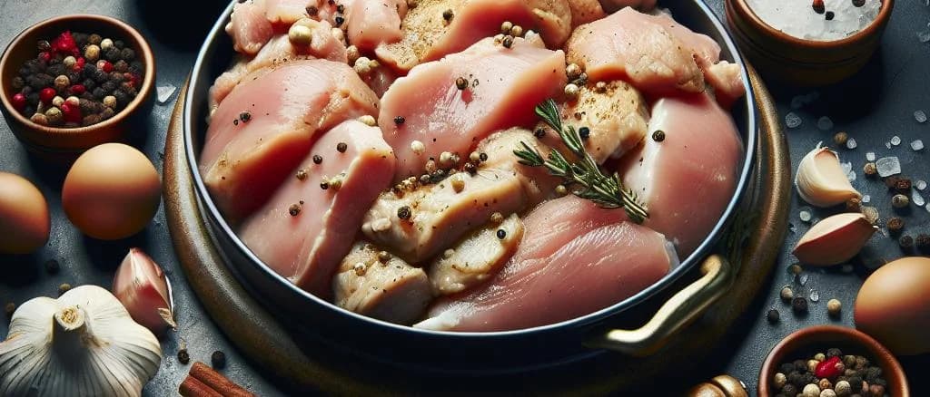 variety of cooked white meat on wooden board