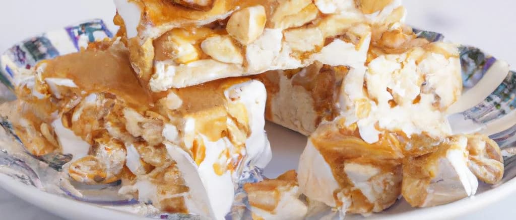 Creamy Peanut Turrón Variations on Wooden Background