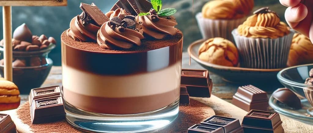 Assorted dairy chocolate desserts on elegant display