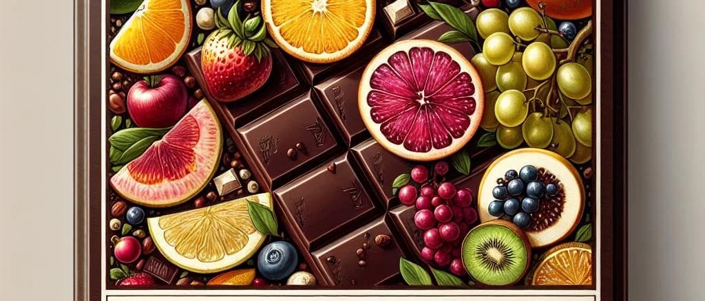 Barra de chocolate oscuro con frutas image