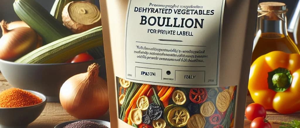 Assortment of dehydrated vegetables bouillon variations with different backgrounds and packaging styles