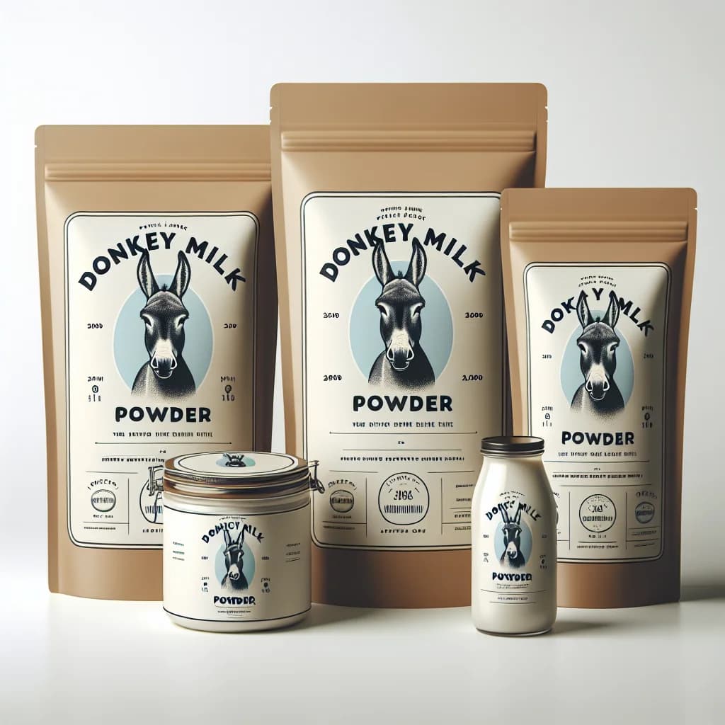 premium donkey milk powder packaging in bulk and private label options