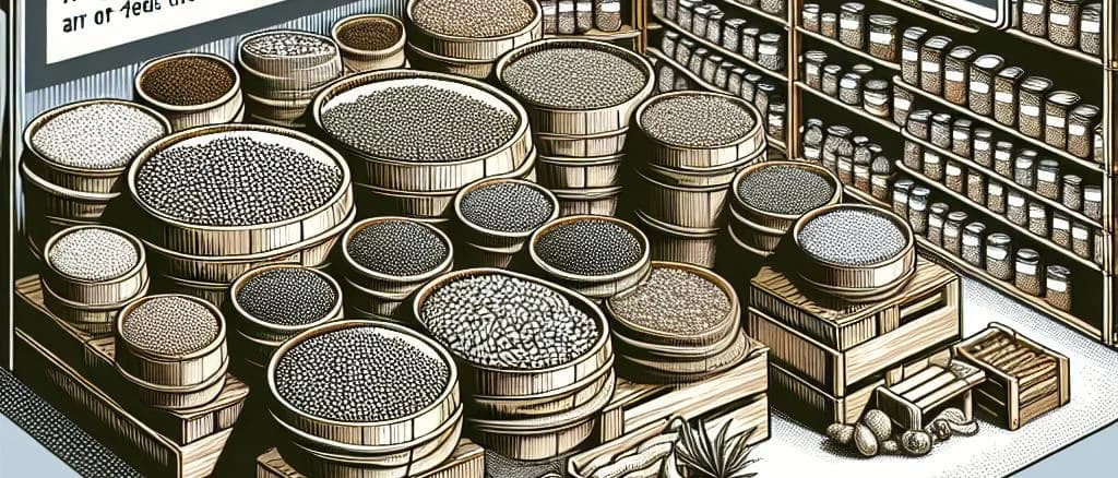 Assorted dried broad beans with rustic packaging against a wooden background