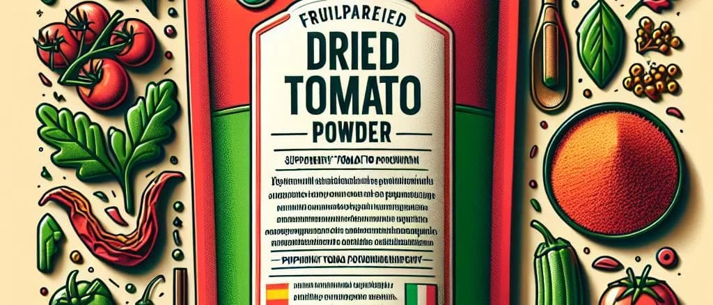 various dried tomato powder packages on a wooden table