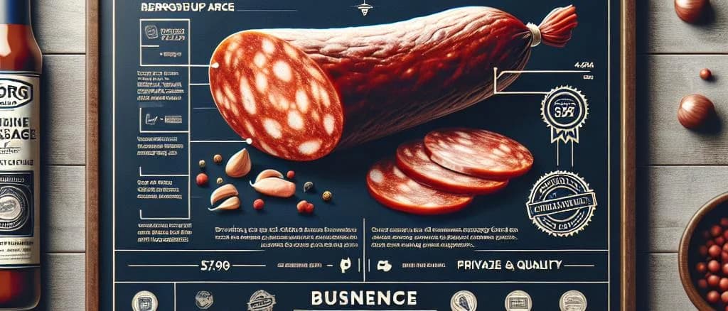 assorted dry sausage pure pork superior quality on wooden board