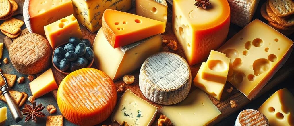 extra-mature cheddar variations on wooden board