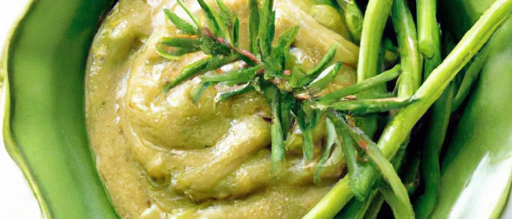 french bean puree in various packaging on a wooden rustic table