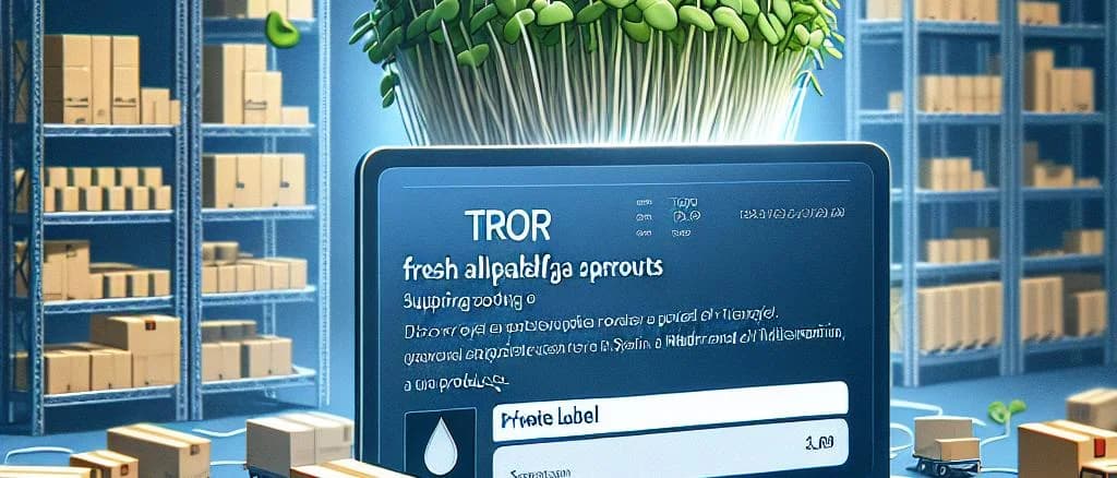 Fresh alfalfa sprouts variations on wooden and marble backgrounds