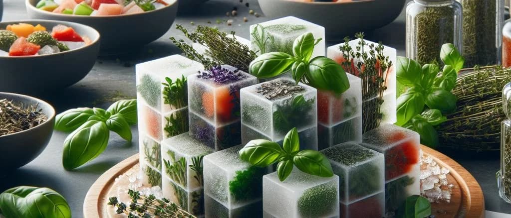 Frozen aromatic plants assortment with diverse packaging