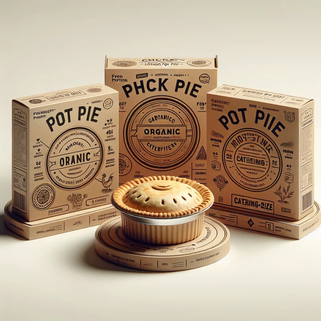 frozen chicken pot pie in premium packaging on a clean white background
