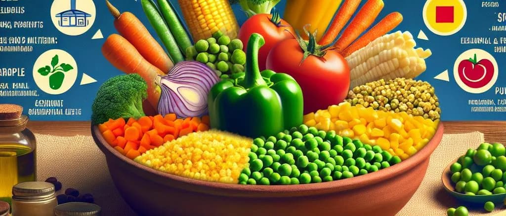 variety of frozen mixed vegetables for couscous on light background