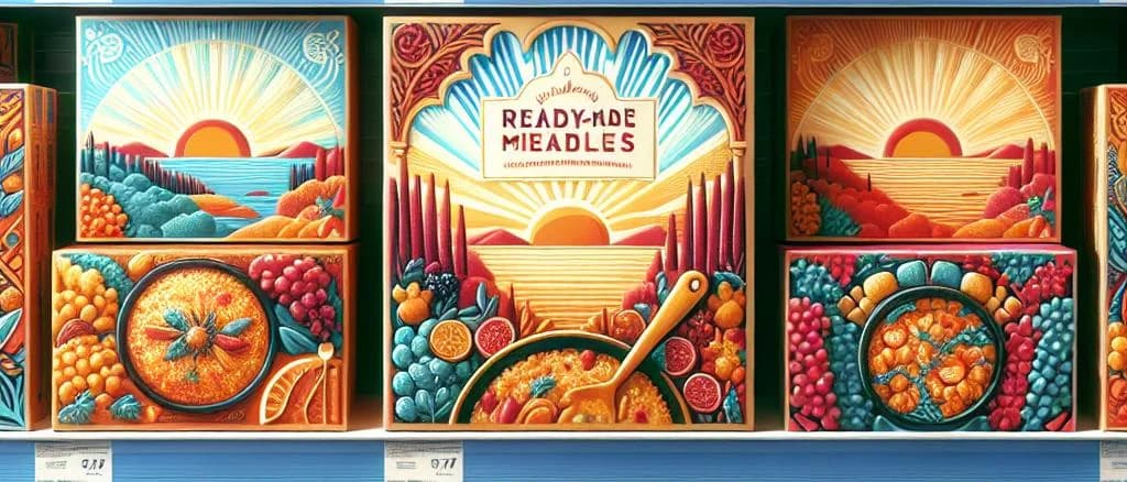 frozen ready-made meals assortment on display