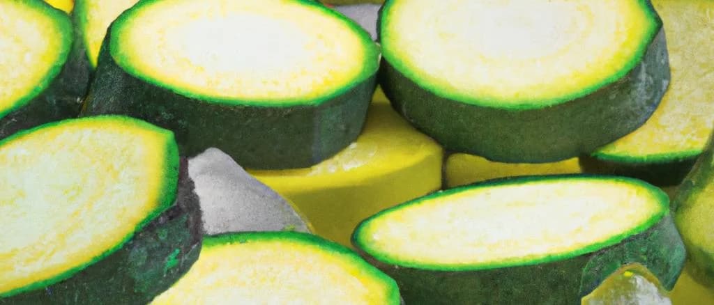 various packaged frozen sliced zucchini on a wooden kitchen table