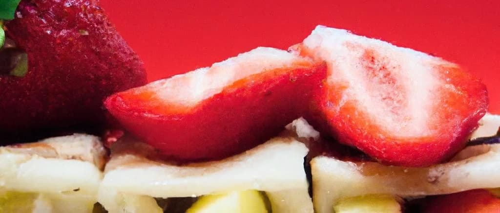 Assorted fruit-stuffed wafers on wooden table