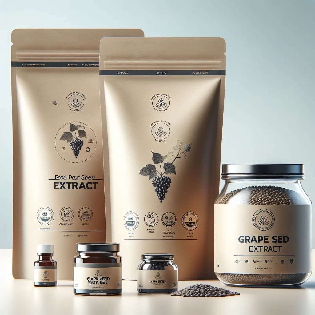 premium grape seed extract packaging with variations for bulk and private label