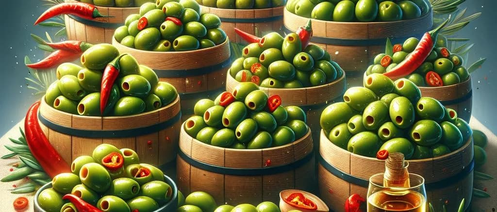 Olive verdi ripiene di peperoni image