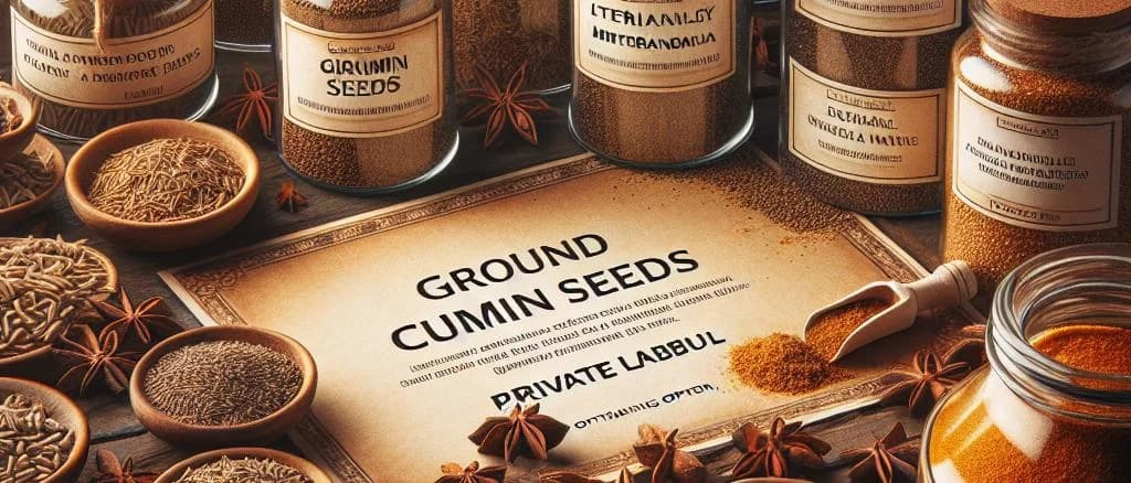 varieties of ground cumin seeds on a neutral background