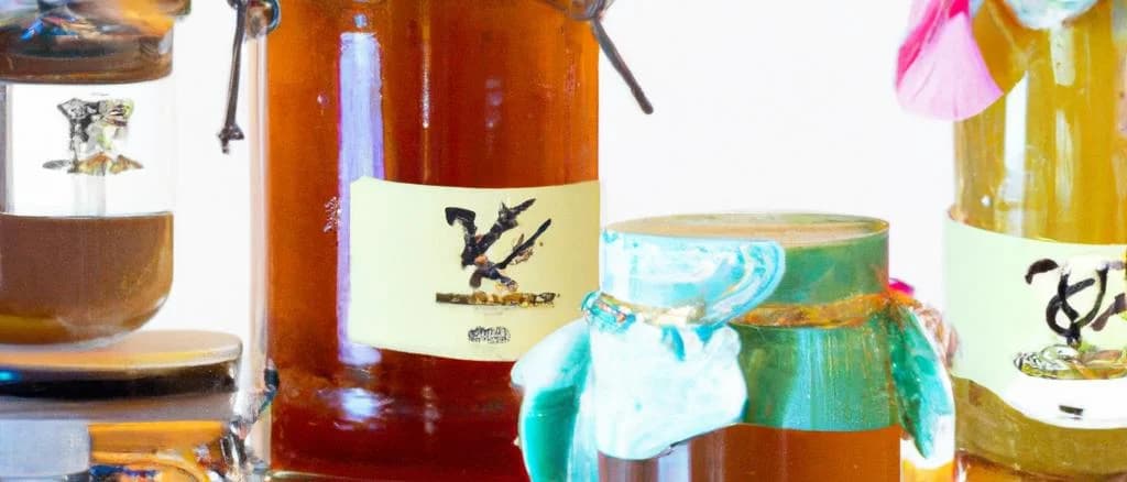 French honeys variety on rustic wooden background