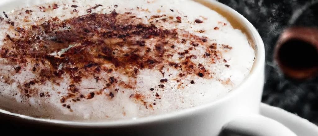 Instant cappuccino powder with chocolate in various packaging on a wooden table