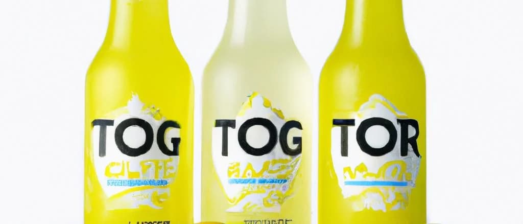 Various light lemon soft drink variations on a wooden table with lemon slices