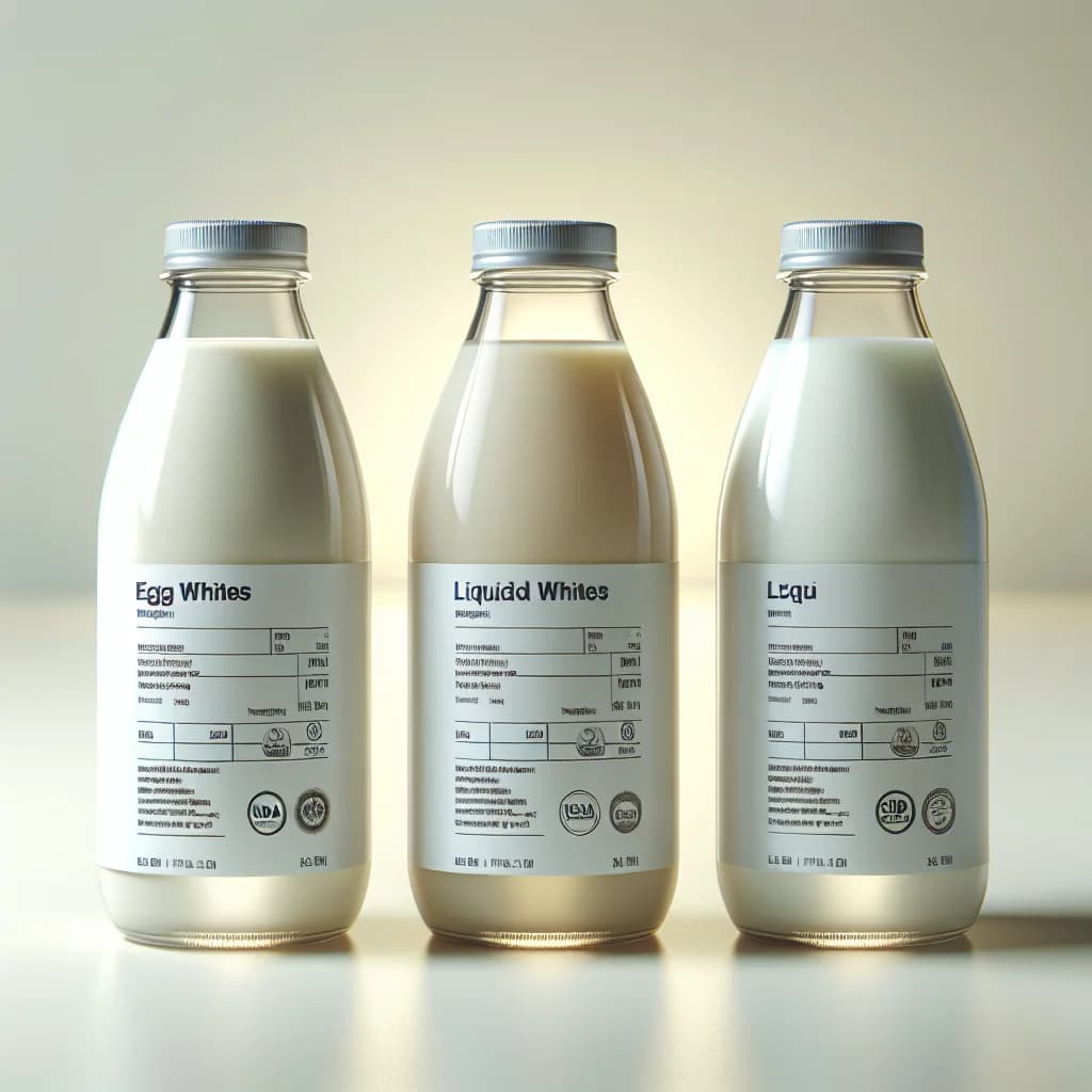 variety of liquid egg whites in eco-friendly packaging with clean background