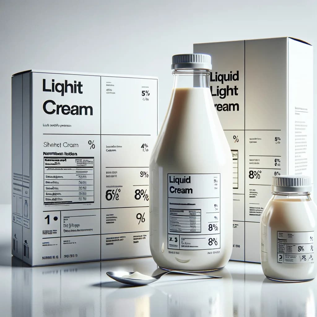 liquid light cream with 4 to 8 percent fat in various packaging options