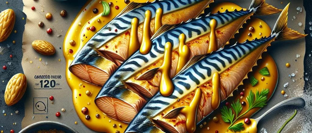 Assorted mackerel fillets in mustard sauce in different packaging styles