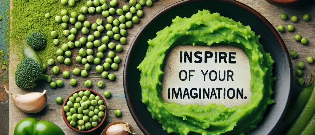 various packaged mashed split peas varieties with different backgrounds