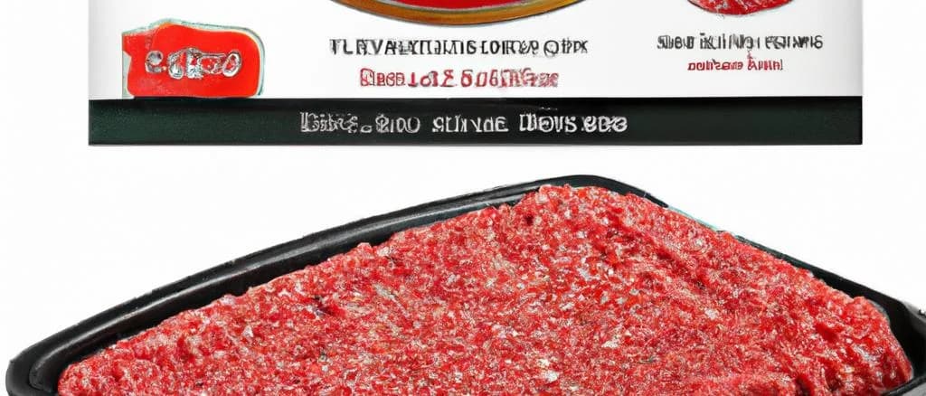 Minced beef steak with 15% fat on a butcher's counter with packaging variations